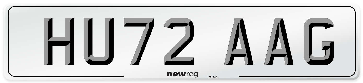HU72 AAG Number Plate from New Reg